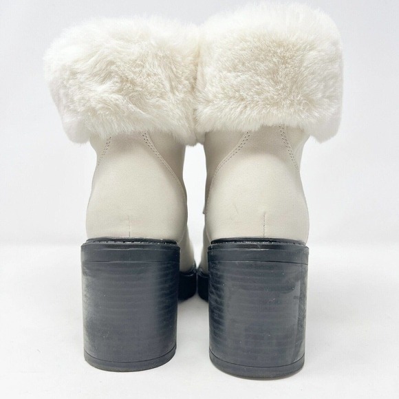 Esprit Ankle Boots Winter White Faux Fur Topped Fur lined tongue Lug Sole - Picture 6 of 8